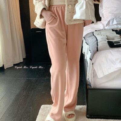 China CSK High Quality Windproof Pink Straight Leg Pants Women's High Waist Loose Drape Soft Casual Trousers Pants for sale