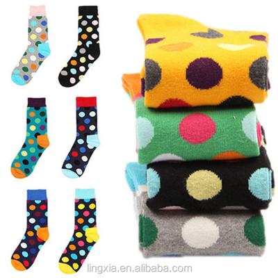 China Wholesale Breathable Comfortable Dots Happy Socks Mens Dress Socks, Fashion Cotton-Blend Custom Dress Socks Unisex OEM for sale