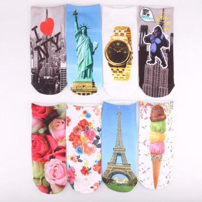 China NEW SUSTAINABLE Fashion Animal Ankle Sublimation No Show Print Socks , Women's Digital Printed Tie Dye Ankle Socks for sale