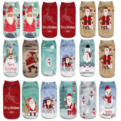 China Breathable 3D Printed Cute Unisex Christmas Women Low Cut Casual Socks for sale