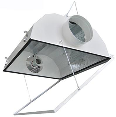 China Rainbow Hydroponic White Air Cooled Aluminum HID Grow Light Steel Reflector Hood for sale