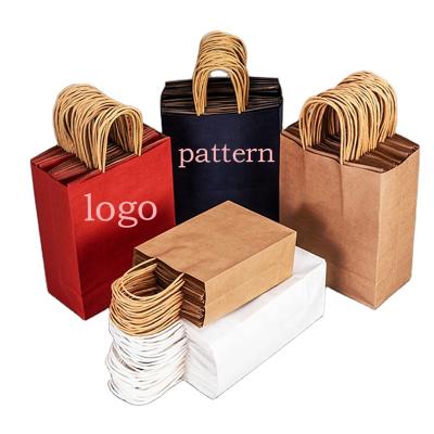 China Printed Recyclable For Shopping Gift Packaging Brown Paper Bags With Handles, Custom Your Own Logo Paper Bags for sale