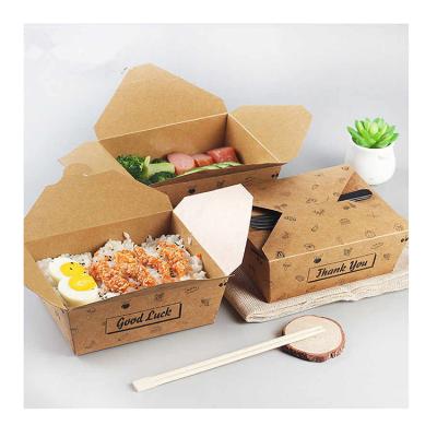 China Handmade Biodegradable Disposable Custom Printed Kraft Food Container Take Out Boxes For Pasta for sale