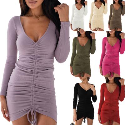 China 2021 new autumn and winter women's short skirt temperament fashion dress anti-static anti-static bandage dress women for sale