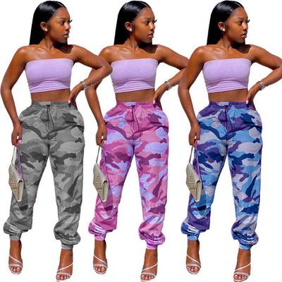 China Waterproof Camouflage Waterproof Drawstring Cargo Pants Autumn Womens Jogging Sports Casual Pants for sale