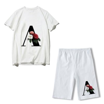 China Custom Logo Two Pieces Casual Anti-Wrinkle Anti-Wrinkle Set Shorts Summer Biker Lady Short Pants Jogger Sweat Suit Straight Set 2 Pieces Short Set Woman for sale