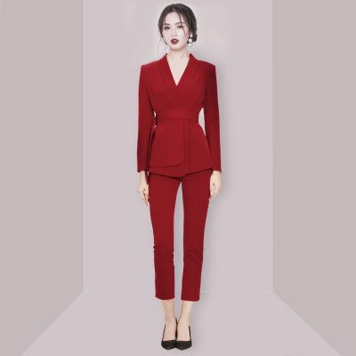 China Custom Made Lady Waterproof Office Wear For Women Straight Two Piece Pants Waterproof Casual Female Blazer Jacket Swap Pants OL Suits for sale