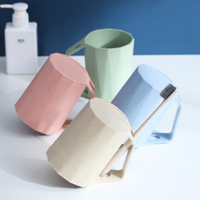 China Wheat Viable Single Straw Gargle Creative Single Straw Mug Home Couples Geometric Diamond Cup Home Couples Toothbrush Cup Drinking Brushing Cup for sale