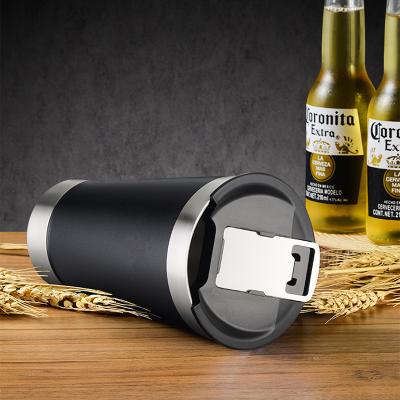 China CREATIVE Eco Friendly Double Wall Coffee Cup Tumblers Metal Beer Cups With Bottle Opener for sale