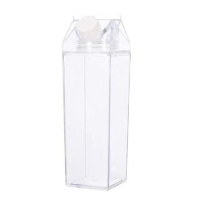 China New 500ml Viable Wholesale Clear Square Cardboard Milk Plastic Kids Water Bottle PS Tumbler Cup Cup With Lid for sale