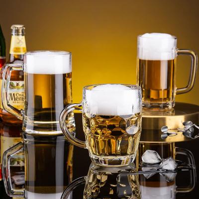 China New high quality available customized classic/postmodern beer glass mugs of various styles with handle for sale