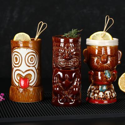 China Wholesale Disposable Unique Cocktail Designs Bar Cocktail Ceramic Cups Hawaii TIKI Mug Shot Glass Tiki for sale