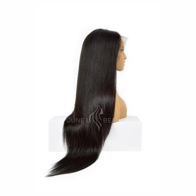 China Barely Shedding Thick Smooth Soft Human Lace Front Wigs, 10A Straight Grade 13x4 13x6 Silky Straight Headband Silky Pre Plucked Indian Hair Wig for sale