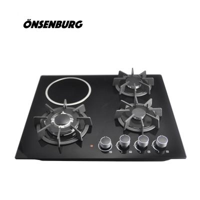 China Hotel Hinew High Quality 4 Burner Built In Black Stainless Steel Portable Gas / Electric 3 In 1 Gas Stove for sale