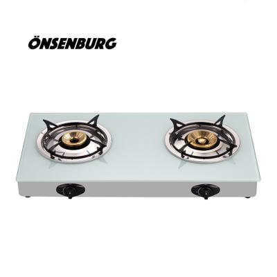 China Hotel 2 Burner Table Top Brass Gas Stove for sale