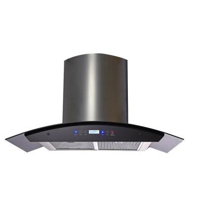 China Stainless Steel+tempered glass hear clean range hood touch control hood with remote control hand sensor and LED light for sale