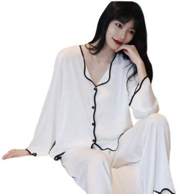 China QUICK DRY Women's Satin Silk Pajamas Pajamas Set Sleepwear Pijama Couples Pajamas Suit Female Sleep Two Piece Set Plus Size Sleepwear for sale