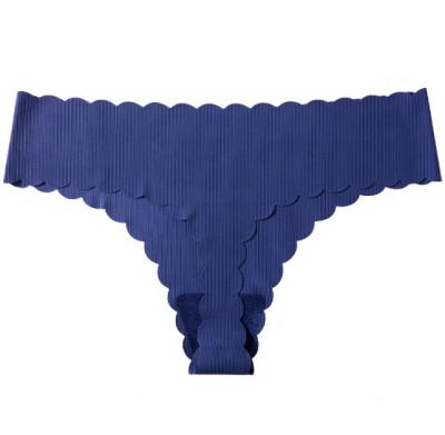 China New Women's Anti-wrinkle cotton edge thong panties low waist breathable seamless wavy thong sexy bikini for sale