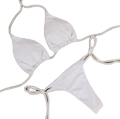 China Plus Size 2022 Summer Cheapest Sexy Lingerie Women's Sexy Solid Side G-string Mirco Bikini Sets Women Tie for sale