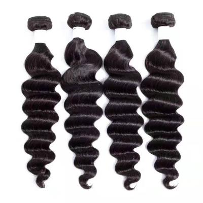 China Silky Straight Brazilian Loose Wave Deep Wave Hair Weave, 4 Bundles Virgin Brazilian Hair Bundles With Closure for sale