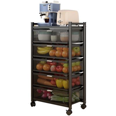 China Kitchen Modern Drawer Type Multi-Layer Multifunctional Suction Gap Vegetable Storage Rack Capable Shelf for sale