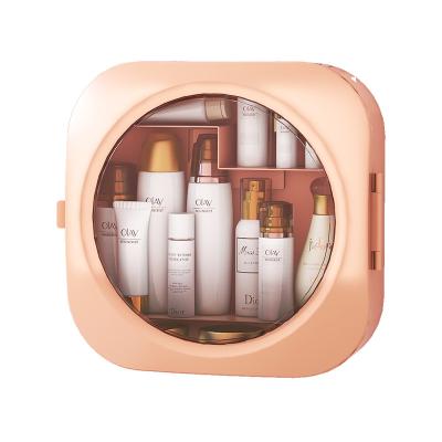 China Viable Wall Mounted Cosmetics Free Punching Household Skin Care Products Bathroom Storage Rack Large Capacity Storage Box for sale