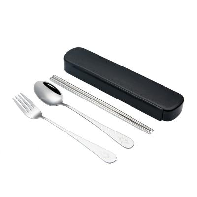 China Viable Stainless Steel Cutlery Set Student Portable Outdoor Cutlery Set Gift Chopsticks Fork Three-Piece Set for sale