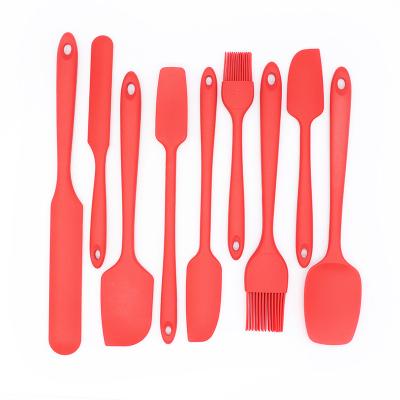 China Wholesale Viable Silicone Kitchen Utensils 9PCS Cream Scraper Spatula Stirring Non-Stick Spoon Oil Brush Kitchen Baking Tools for sale