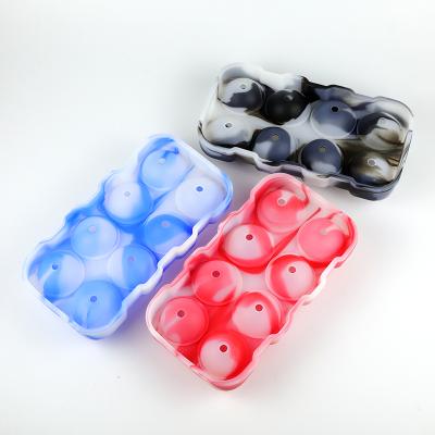 China Viable Silicone Sphere Whiskey Ice Ball Maker With Lid BPA Free Easy Release Ice Cube Tray Molds Camouflage Color Ice Ball for sale