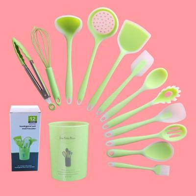 China Viable Border Selling Red Silicone Kitchen Utensils 100% Food Grade Silicon Spoon Set Kitchens for sale