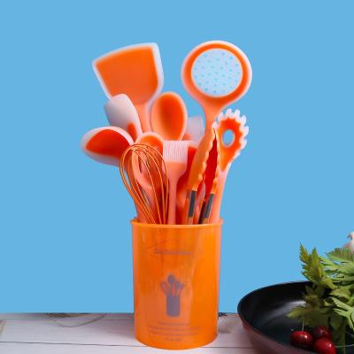 China Durable Non-Stick 12 Pcs Set Cheap Kitchen Utensils Silicone Kitchenware Cooking Shovel Set With Rack for sale