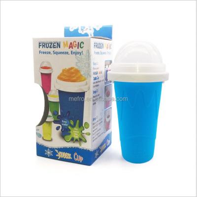 China Sustainable Hot Selling Frozen Silicone Smoothie Cup Straw Magic Squeeze Cup Soggy Amazon Mug Manufacturer for sale