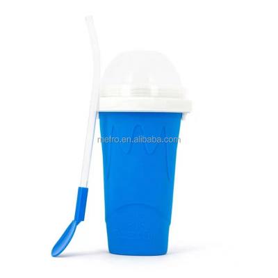 China Viable Tik Tok Pinch Slushy Cup Frozen Brewing Gel Food Grade Silicone Custom Reusable Ice Cream Cups Smoothie Cups for sale