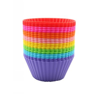 China Viable Custom Colored Cupcake Liners Non-Stick Reusable Cupcake Liners Roll Cups FDA Silicone Smudge Cup For Cake Baking Molds for sale