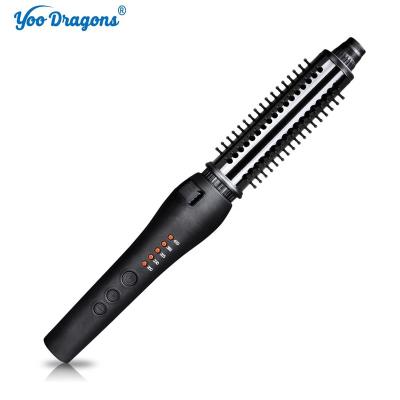 China For Home Use Tangle Free Curling Iron Retractable Brush Electric Heat Rotating Hair Straightening thermal Brush curler for sale