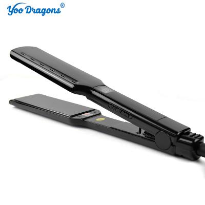 China LED Temperature Display Salon infrared Electric fast Professional LCD Ionic titanium hair straightener for sale