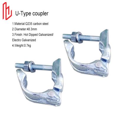 China Drop Forged U Type Coupler Q235 Electro Galvanized 48.3mm Diameter for sale