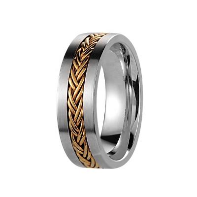 China Wholesale Classic Gold Cable Ring Stainless Steel Men's Engagement Rings For Men for sale