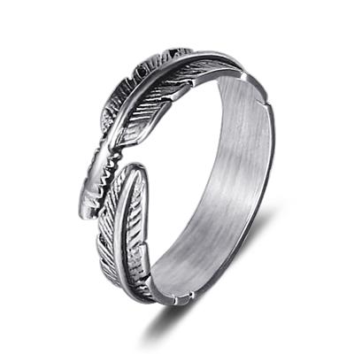 China 2021 Wholesale Luxury Custom Feather Ring Stainless Steel Silver Ring CLASSICS for sale