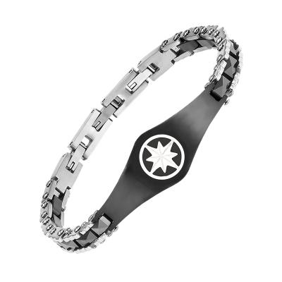 China Fashion Durable New Black Custom Logo Designer Ceramic Mens Metal Bracelet Steel for sale