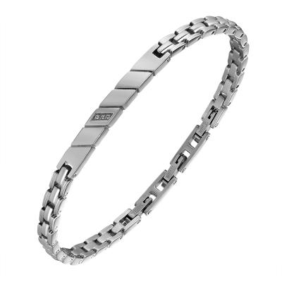 China 2021 New Arrival Stainless Steel Popular Silver Rhinestone Bracelet Custom Logo Men's Bracelet for sale