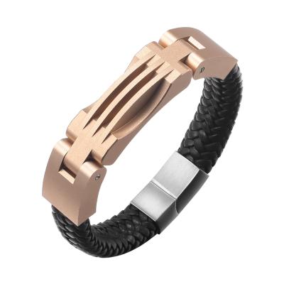 China FASHIONABLE Custom Made Stainless Steel Bracelet Jewelry Genuine Leather Bracelet For Men for sale