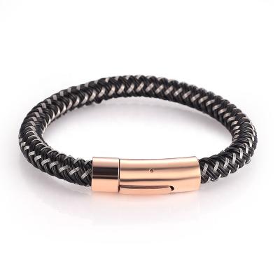 China CLASSIC High Quality Engraved Fashion Stainless Steel Bracelet Bangle Leather Bracelet Men for sale