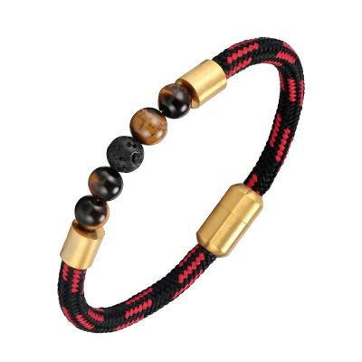 China FASHIONABLE Handmade Chain of Tiger Eye Stone Beads Bracelet Bangle for Men for sale