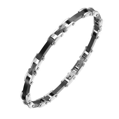 China CLASSIC Good Quality Mens Fashion Jewelry Stainless Steel Black Ceramic Bracelet for sale