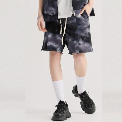 China 2021 New Anti-wrinkle Collection Elastic Waist Custom Loose Cut Tie Dyed Short Pants for sale