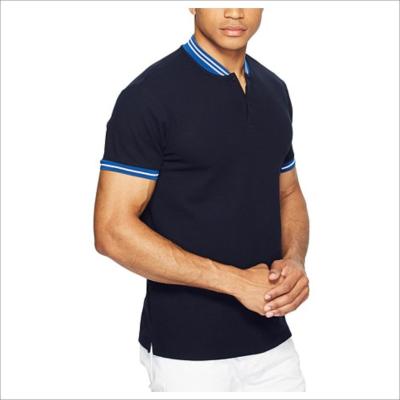 China Fashion White Anti-pilling Slim Fit Polo Men's T-shirt Stand Threaded Collar Polo Shirts For Men 100% Cotton for sale