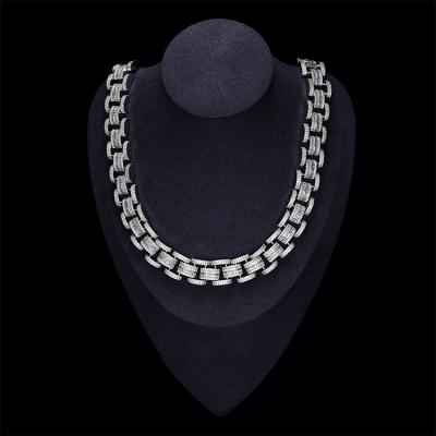 China Custom Made High Quality Silver Plated Brass Chains Hiphop JWY 925 Zirconia Hip Hop Necklace for sale