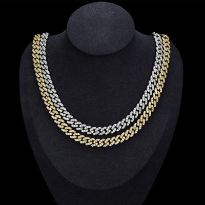 China New Trendy Hiphop JWY Custom Wholesale Gold and Silver Plated Brass CZ Hip Hop Chains Stone Necklace For Men for sale