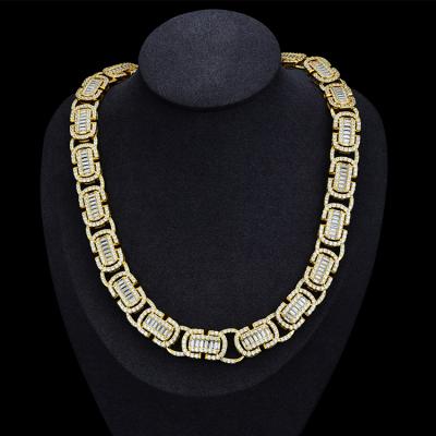 China New Fashion Trendy Hip Hop And Hip Hop 18k Gold Plated Silver Jewelry Necklace High Quality Brass Chain With Zircon for sale